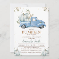 Boys Blue Pumpkin Truck Foliage Baby Shower