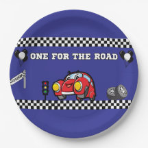BOY'S BLUE ROUND 9" 1ST BIRTHDAY RACE CAR 