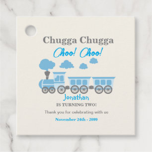 Boys Blue Train 2nd Birthday Party Favour Tags