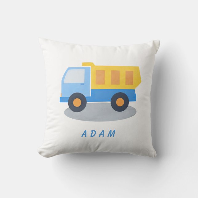 Boy's Blue Truck Personalise Cushion (Front)