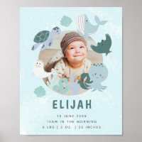 Boys Blue Under The Sea Birth Stats Photo Nursery