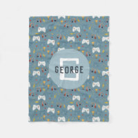 Boys Blue Video Game Kids Cool Monogram