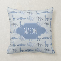 Boy's Blue Watercolor Jungle Safari Baby Nursery