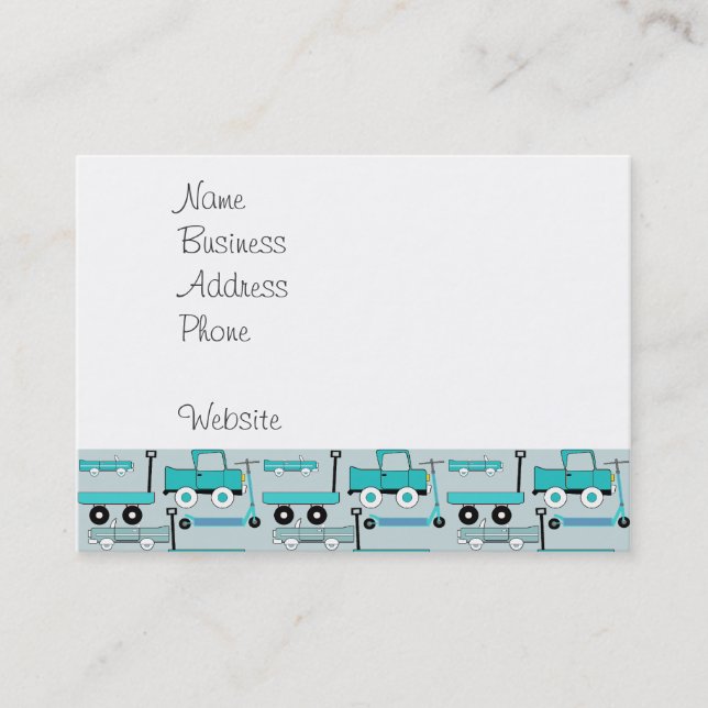 Boys Blue Wheels Retro Scooters Cars Wagons Trucks Business Card (Front)