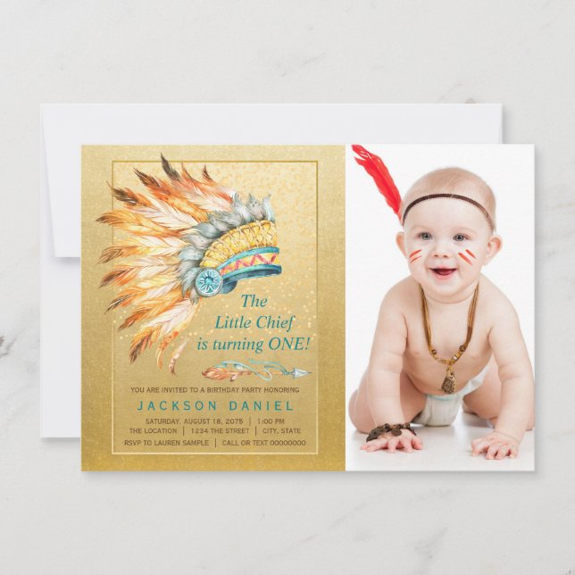Boys Boho Birthday Party Tribal Invitation (Front)