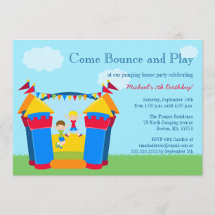 Boy's bounce house birthday party invitation