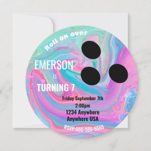 Boys BOWLING BALL, bowling, Glow birthday party Invitation