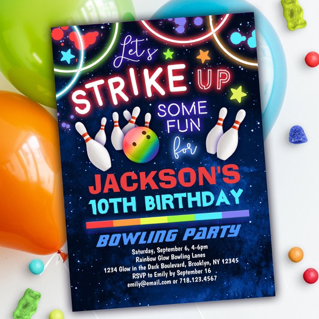 Boys Bowling Birthday Party Invitation (Creator Uploaded)