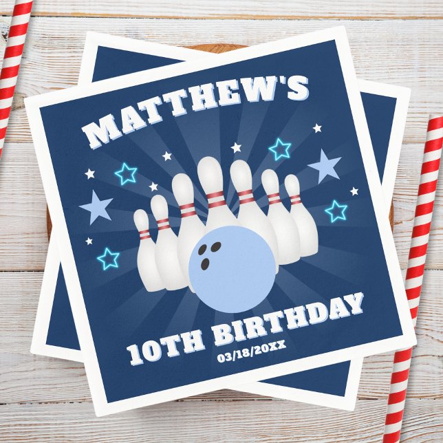 Boy's Bowling Birthday Party  Napkin (Creator Uploaded)