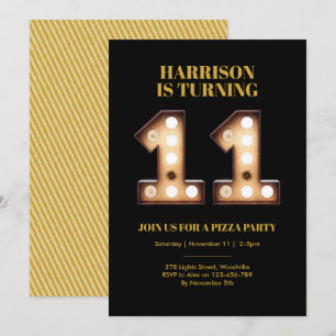 Boys Bright lights 11th birthday invitation