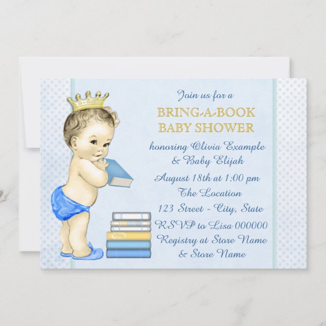 Boys Bring A Book Baby Shower Invitation (Front)