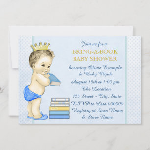 Boys Bring A Book Baby Shower Invitation