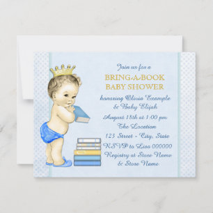 Boys Bring A Book Baby Shower Invitation