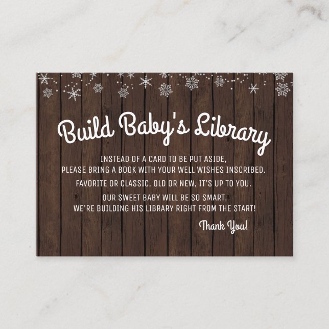 Boys Bring a Book Cards Rustic Wood Snowflake (Front)