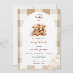 Boys Brown Bear Baby Shower  Invitation