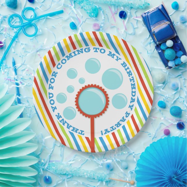 Boy's Bubble Party Birthday Paper Plate (Party)