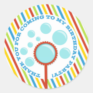 Boy's Bubble Party Thank You Sticker