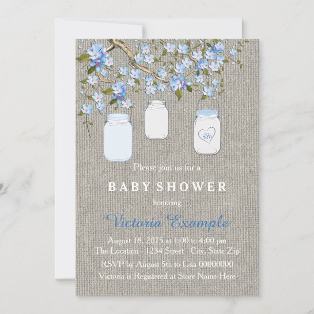 Boys Burlap Baby Shower Invitation (Front)