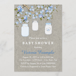 Boys Burlap Baby Shower Invitation