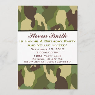 Boy's Camo Birthday Invitation