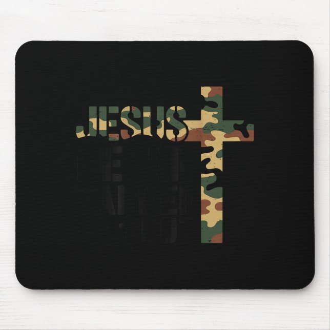 Boys Camo Christian Wrestling Jesus Never Tapped O Mouse Mat (Front)