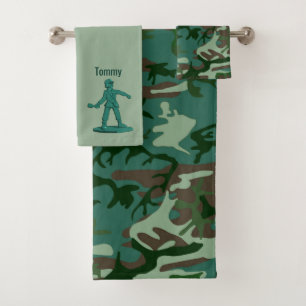 Boys camouflage Personalised Bath Towel Set