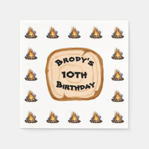 Boys Camping Adventure Birthday Bonfire Napkin