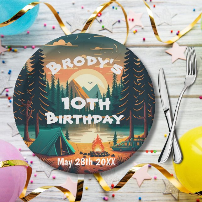 Boys Camping Adventure Birthday  Paper Plate (Creator Uploaded)