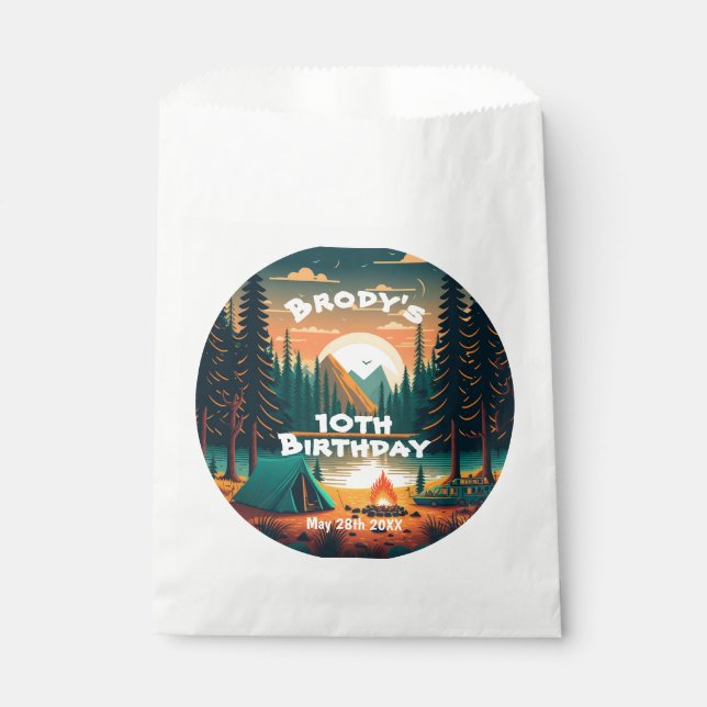 Boys camping Adventure Birthday Party Favour Bags (Front)