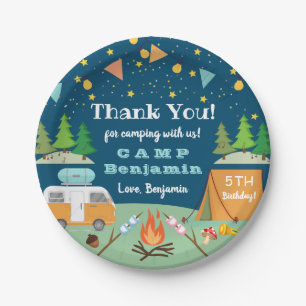 Boys Camping Birthday Camp Out Party Paper Plate