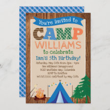 Boys Camping Birthday Party Invitation
