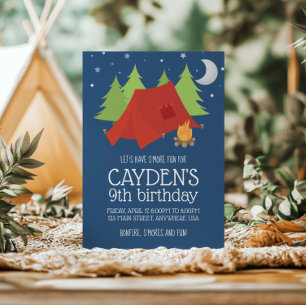 Boys Camping Birthday Party Invitation