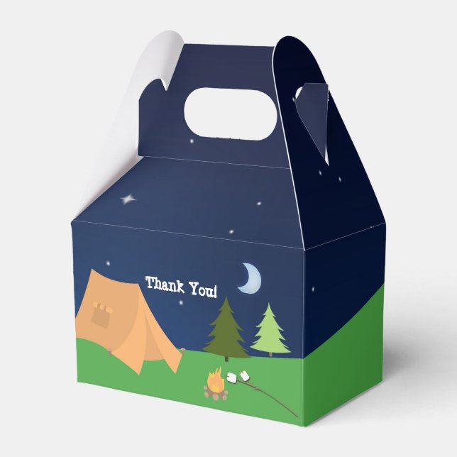 Boys Camping Camp Out Birthday Party Favour Boxes (Front Side)