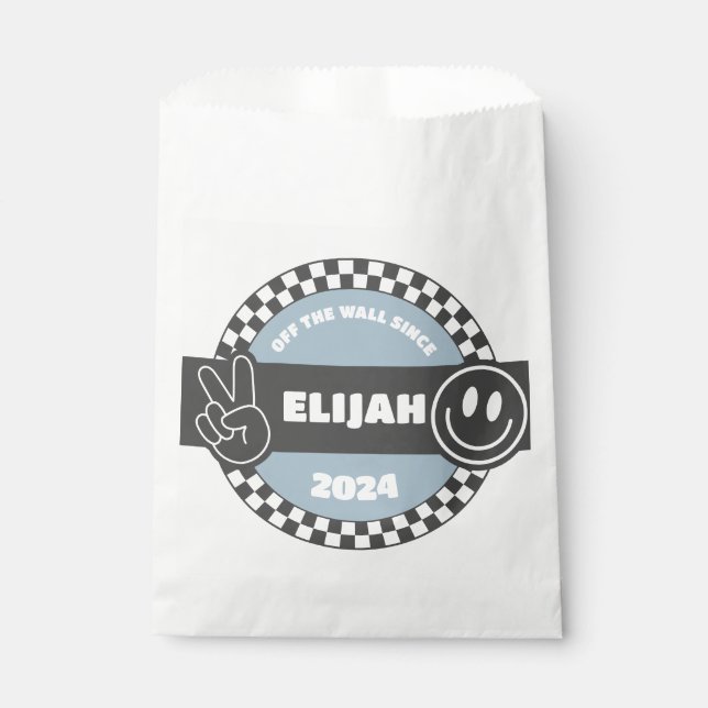 Boys' Chequered Skateboard Groovy Rad Birthday Favour Bags (Front)