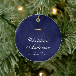 Boys Christening Baptism Blue Ceramic Tree Decoration