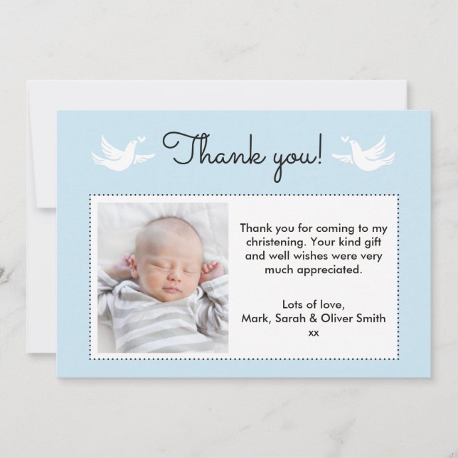 Boys Christening/Baptism Thank You card (Front)