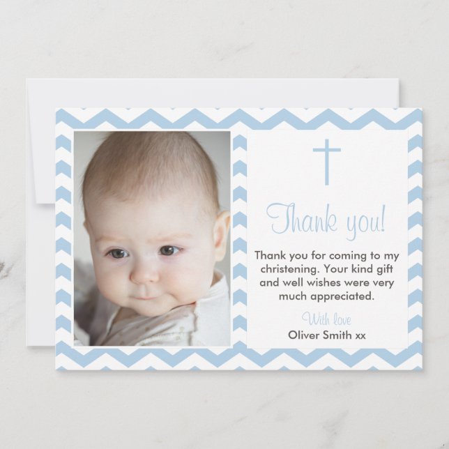 Boys Christening/Baptism Thank You card (Front)