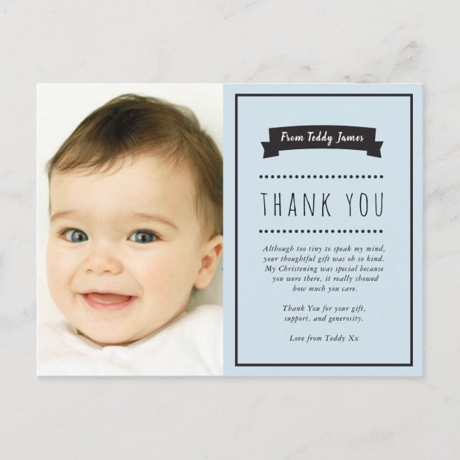 Boys Christening/Baptism Thank You card (Front)