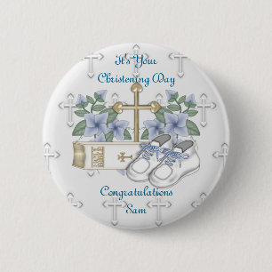 Boys Christening Shoes 6 Cm Round Badge