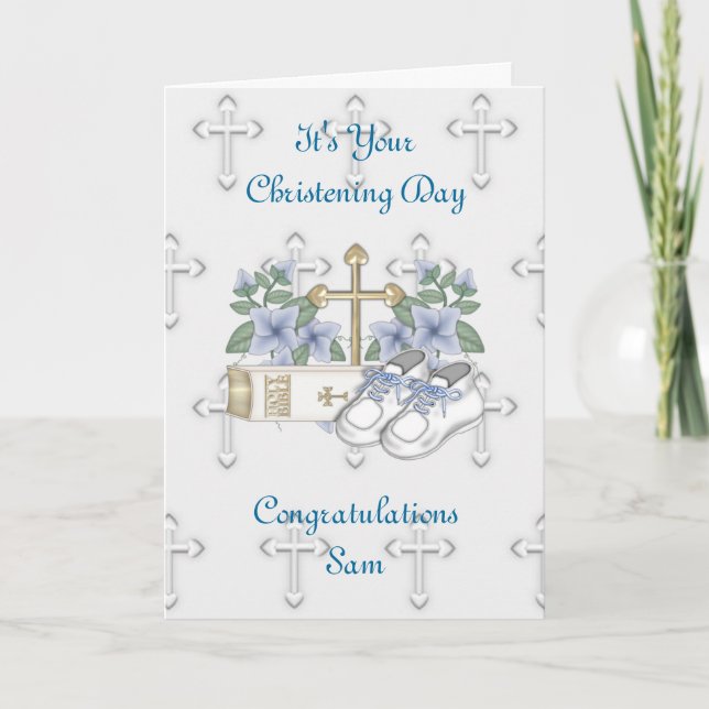 Boys Christening Shoes Card (Front)