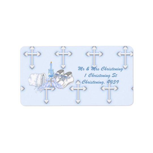 Boys Christening Wish Address Label