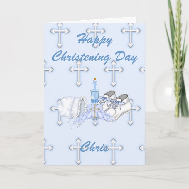 Boys Christening Wish Card (Front)