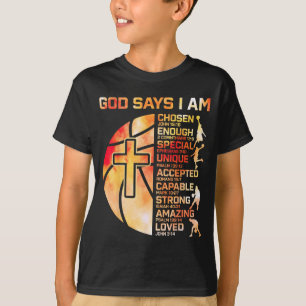 Boys Christian Basball God Says Religious Graphic T-Shirt