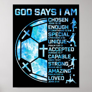 Boys Christian Soccer God Says Religious Faith Poster