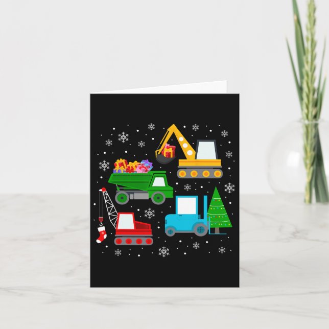 Boys Christmas Kids Toddler Construction Vehicles  Card (Front)