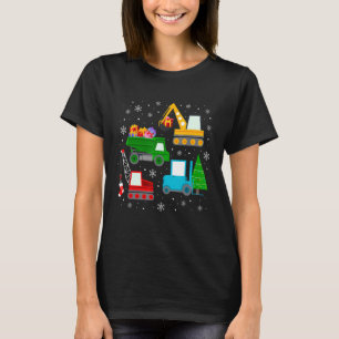 Boys Christmas  Kids Toddler Construction Vehicles T-Shirt