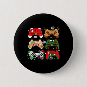 Boys Christmas Shirt Santa Elf Gaming Controllers  6 Cm Round Badge