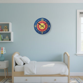 Boys Circus Wall Clock | Primary Colors Stars