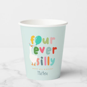 Boys Classic Blue Silly Goose 4th Birthday Party Paper Cups