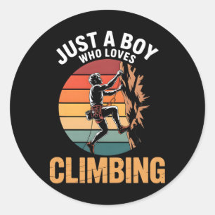 Boys Climbing Classic Round Sticker